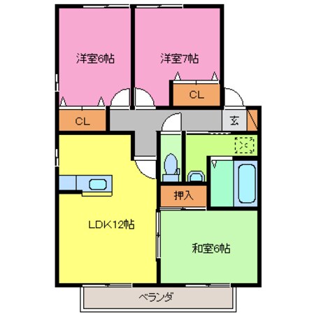 法花 徒歩3分 2階の物件間取画像